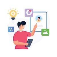 An editable flat illustration of user interface vector