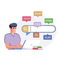 Easy to use flat illustration of programming languages vector