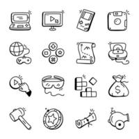 iconos dibujados a mano de videojuegos vector