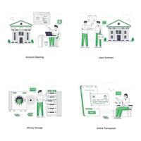 Pack of Bank Accounts Flat Illustrations vector