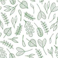 Seamless pattern of doodle leaves. Digital scrap paper. Simple leaves are hand drawn in doodle style. For design of surfaces, textiles, packaging, backgrounds vector