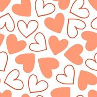 Trendy abstract seamless pattern in pastel colors. Print of hearts in doodle style for design vector