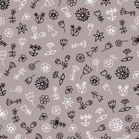 Seamless pattern of spring flowers. Digital scrap paper. Simple flowers are hand drawn in doodle style vector