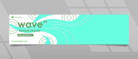 Teal Colored Flat Design Left Side Text Wave Banner Template vector