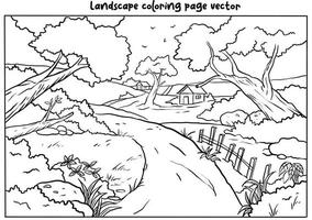 COUNTRYSIDE LANDSCAPE COLORING PAGE FOR ADULT