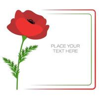 Decorative Vector Frame With  Red Poppy Flower