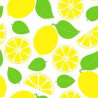 Bright Seamless Vector Pattern With Fresh Juicy Lemons and Leaves