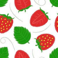 patrón transparente de vector decorativo con fresas y hojas. perfecto para textiles y papel de regalo