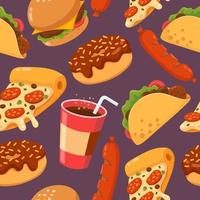 Fast Food Seamless Pattern vector