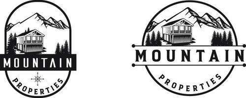 logotipo de cabaña de montaña vector