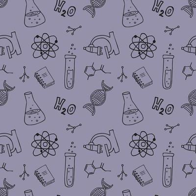Seamless Pattern With Hand Drawn Elements On The Theme Of Science.