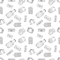 Seamless Pattern With Suitcases. Hand Drawn Outline Vector Illustration. The Concept Of Travel.