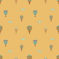 Hot Air Balloons In The Sky. Coloring Page In Retro Style. Seamless Pattern. vector