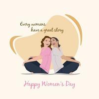 two young womens having fun celebrating womens day vector