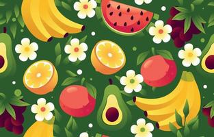 Tropical Fruits Seamless Bakcground vector