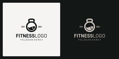 barbell logo shape and fish logo shape. vector premium.