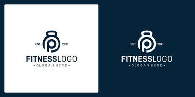 a combination of barbell logo shapes and the initial letter P. premium vector. vector