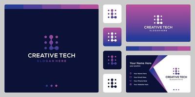 letter L with tech style and gradient color. business card. vector