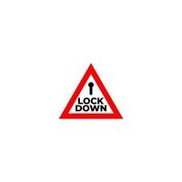 Lockdown sign illustration isolated on white background. Red triangle shape icon with keyhole. Warning logo concept. Protection design element. vector