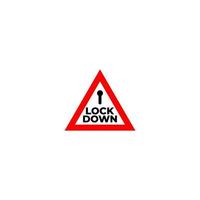 Lockdown sign illustration isolated on white background. Red triangle shape icon with keyhole. Warning logo concept. Protection design element. vector