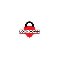 Lockdown sign illustration isolated on white background. Protection design element. Lock logo template. Red shield padlock icon. Security logo concept. vector