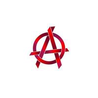 Metalic Red Anarchy Symbol, Sharp Shape Element, EPS 10 Vector Illustration