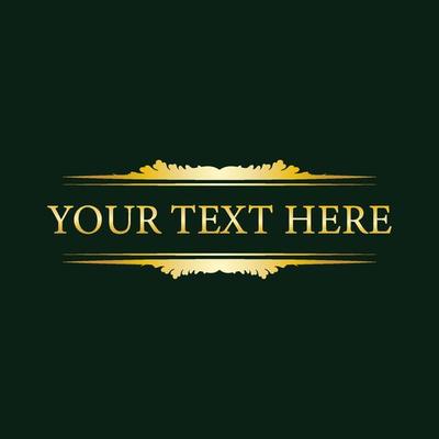 Decorative gold title frame isolated on dark green color background. Classic ornament, Design Element