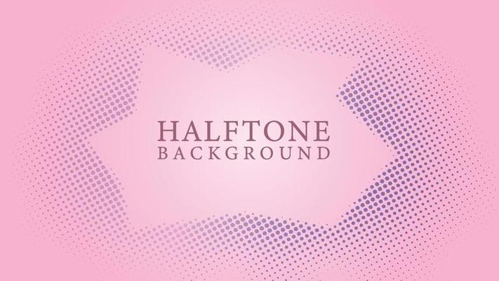 Halftone Frame Background Design Template, Abstract Dots Pattern Illustration, Retro Texture Element, Violet Pink Gradation, Romantic Colours