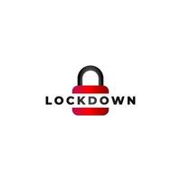 Lockdown sign illustration isolated on white background. Red padlock icon Security logo concept. Protection design element. Lock logo template vector