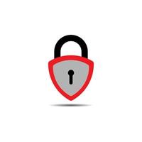 Lockdown sign illustration isolated on white background. Red Gray shield padlock shape icon. Security logo concept. Protection design element. Lock logo template vector