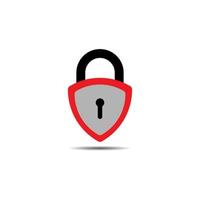 Lockdown sign illustration isolated on white background. Red Gray shield padlock shape icon. Security logo concept. Protection design element. Lock logo template vector