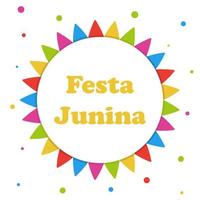 Brazilian Traditional Celebration Festa Junina Illustration with Party Flags Festa de Sao Joao Greeting Card