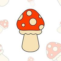 Fly Agaric Seamless Pattern on white Background vector