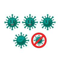 el conjunto de mascota de carácter vectorial de microbio de bacterias de virus verde incluye rojo sin signo vector
