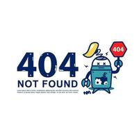 404 página no encontrada vector con ilustración de robot roto retro para diseño de sitio web de página no disponible