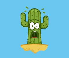 shock asustado y asustado lindo cactus caricatura personaje mascota vector ilustración