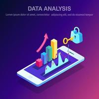 análisis de los datos. informes financieros digitales, seo, marketing. gestión empresarial, desarrollo. diseño vectorial
