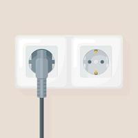 Socket with plug. Electricity. Home electrical connect and disconnect. Vector design