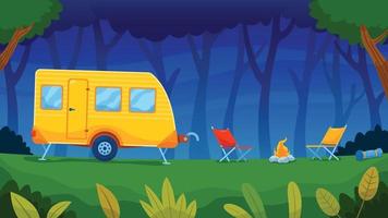 Trailer Caravan Camp On Outdoor vector