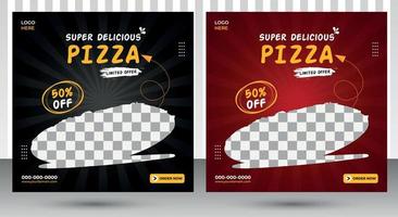 Pizza social media post design vector template