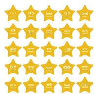 yellow nervous star emoticon vector set