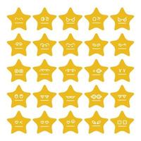 yellow nervous star emoticon vector set