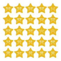 yellow moody star emoticon vector set