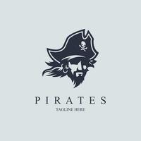 vector de plantilla de diseño vintage de logotipo de cabeza de piratas para marca o empresa y otros