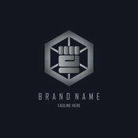 hand fist hexagon logo design template for brand or company and other vector