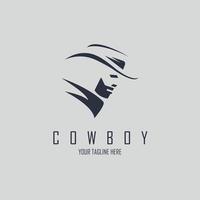 cowboy western head silhouette logo design template for brand or company and other vector