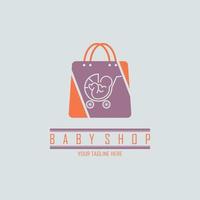 plantilla de diseño de logotipo de bolsa de compras de carro de tienda de bebé para marca o empresa y otros vector