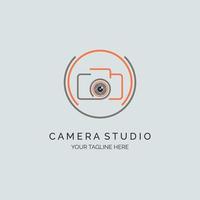 Camera lens studio logo design template for brand or company and other vector