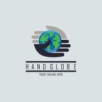 hand globe logo design template for brand or company and other vector