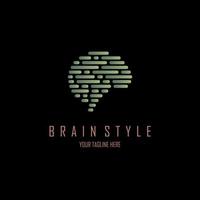 brain line style outline monogram logo template design for brand or company and other vector